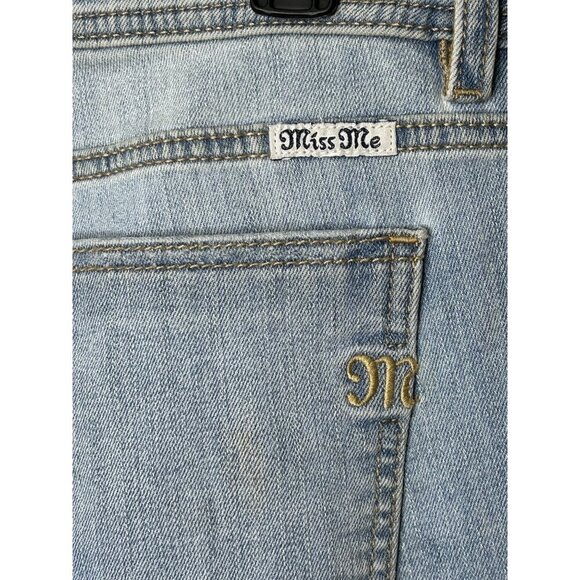 Miss me skinny Jeans raw hem light wash button fly Women's size 28 distressed - Picture 4 of 13